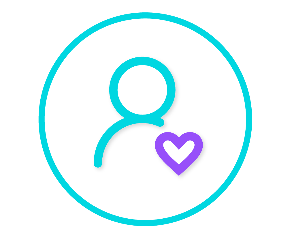 person icon with a purple heart