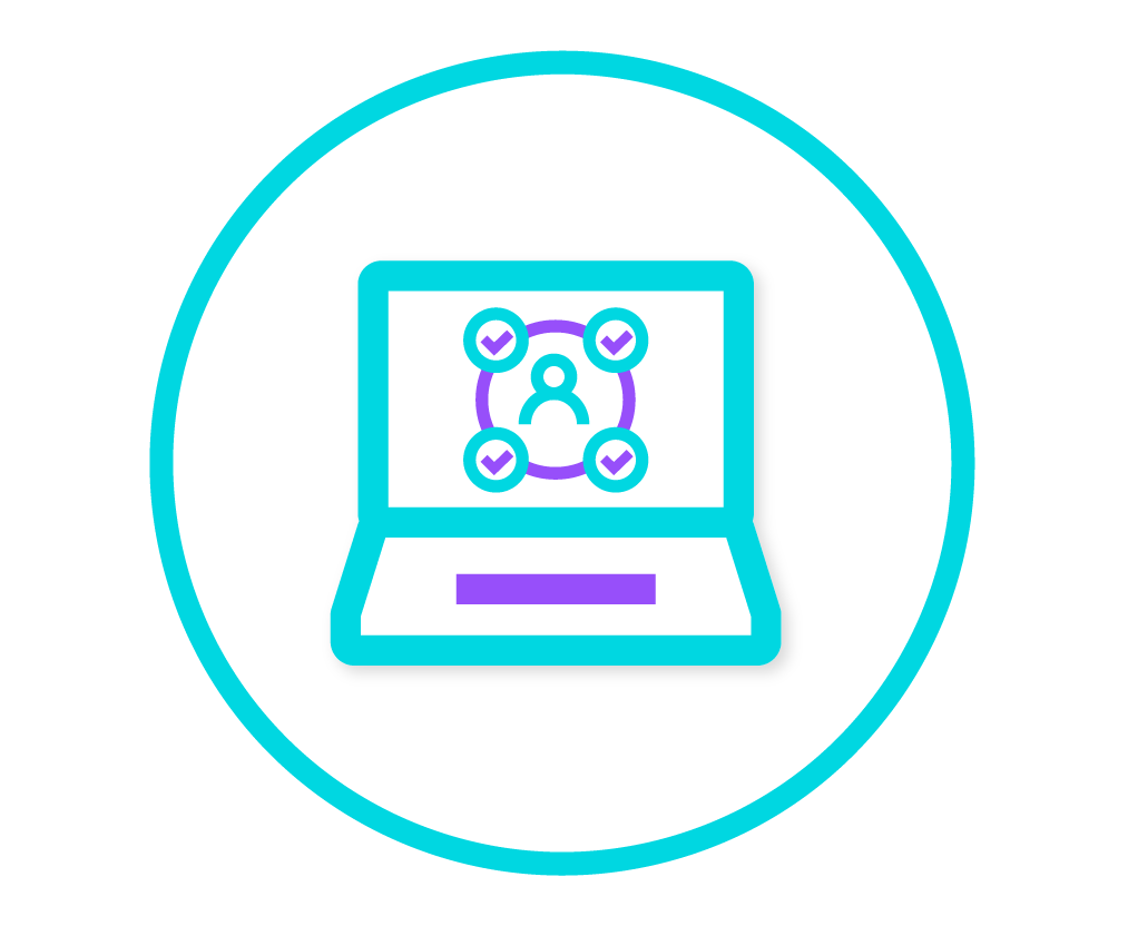 computer screen with marketing & data icon